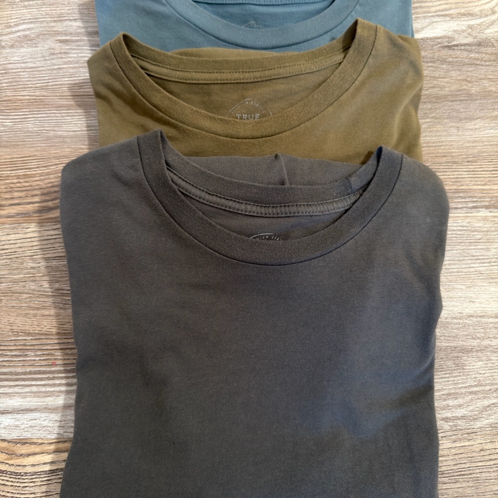 True Classic Men's Long Sleeve T-Shirt Trio - Black, Olive, Blue